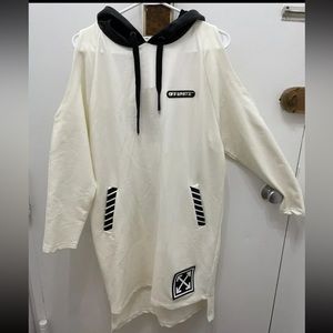 Off White Main Label Virgil Abloh Tunic Leather Hoodie NWT